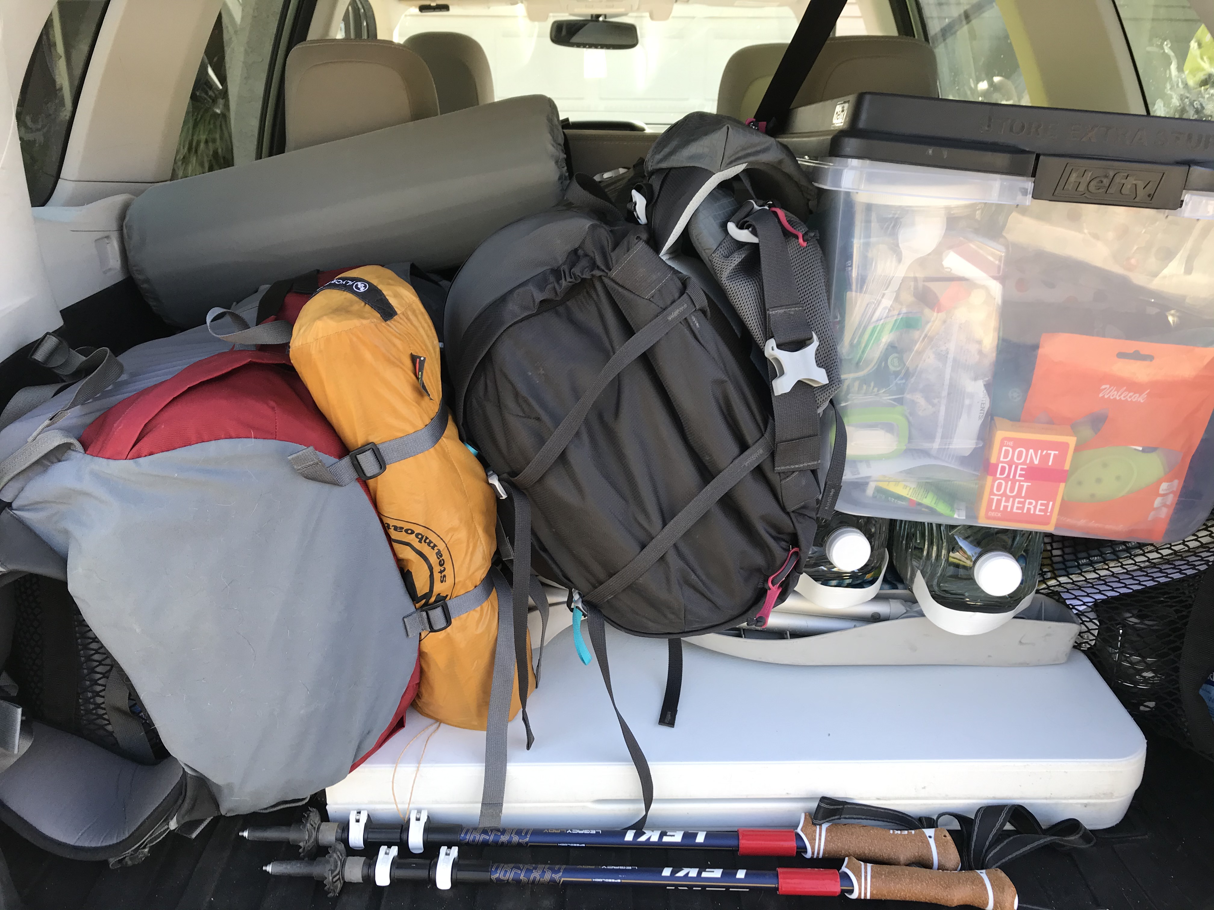 Backpacking Gear in the Car